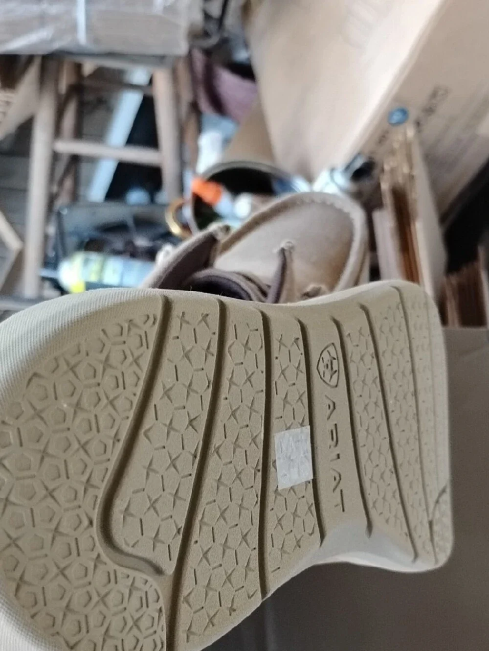 Ariat Men's Hilo Rancher Chukka Boots - Beige Canvas with Light Gray Sole